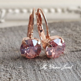 Oorbellen Alison met Swarovski " Light Rose Moonlight "