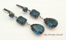 Oorhangers Vintage Swarovski Montana Blue