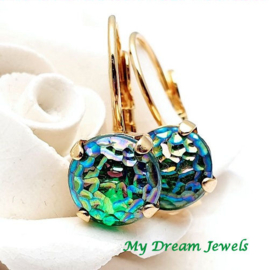 Oorbellen met Vintage glassteen Emerald AB