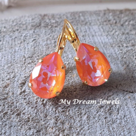 Oorbellen Belle met Swarovski "Crystal Glow Orange Delite "