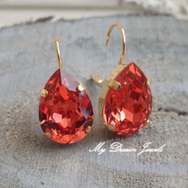 Oorbellen Sofia met Swarovski Druppel" Padparadscha "