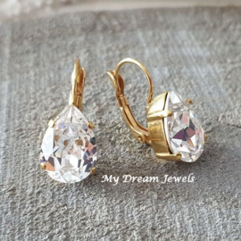 Oorbellen Belle met Swarovski Druppel "Crystal"