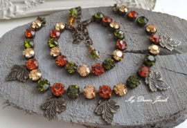 Ketting Colors of Autumn Bronze  Leaves met Swarovski Crystal