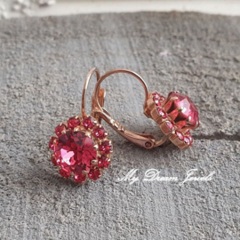 Oorbellen met Swarovski Indian Pink
