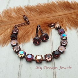 Oorbellen Square met Swarovski  Burgundy