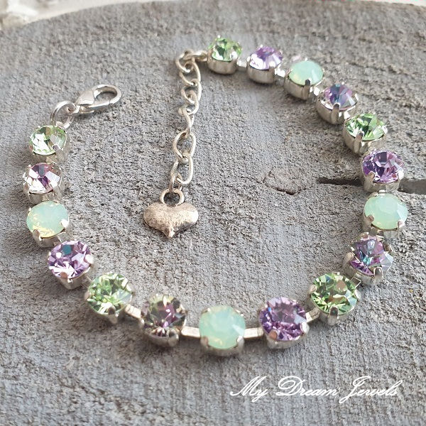 Armband " Violet & Green Opal" met Swarovski