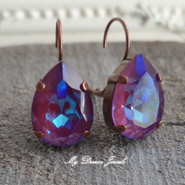 Oorbellen Sofia met Swarovski Druppel 18x13mm" Crystal Burgundy Delite"