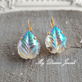 Oorbellen Vintage Leaf  "Crystal AB"