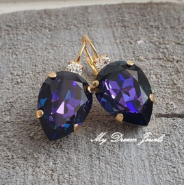 Oorbellen Druppel met Swarovski Helder Crystal & Crystal Heliotrope