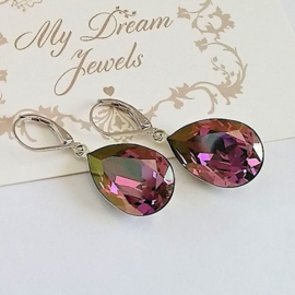 Oorhangers Swarovski Druppel Lilac Shadow  18x13mm