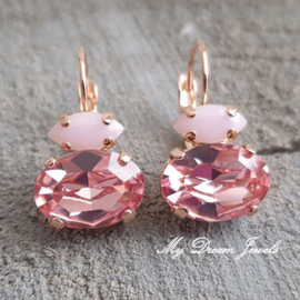 Oorbellen met Swarovski Crystal Rose Alabaster & Light Rose