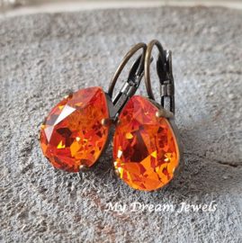 Oorbellen Belle met Swarovski Druppel "Tangerine"