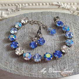 Oorbellen Fem met Swarovski Crystal "Helder crystal & Sapphire"