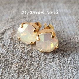 Oorstekers met Swarovski " White Opal Lemon "