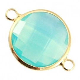 Crystal glas tussenstuk rond Aqua Blue