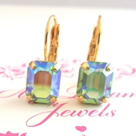 Oorbellen met Swarovski Octagon Peridot AB