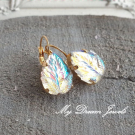 Oorbellen Vintage Leaf  "Crystal AB"