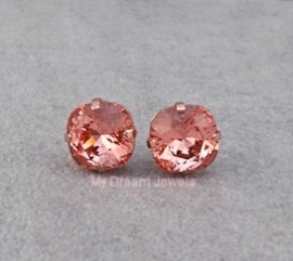 Oorstekers Square Rose Gold met Swarovski Rose Peach