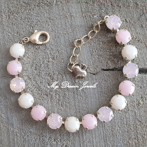 Armband Alison "Soft Pink & White" met Swarovski Crystal