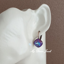 Oorbellen Square met Swarovski "Crystal Burgundy Delite "