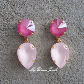Oorstekers met Swarovski Crystal Lovely Pink