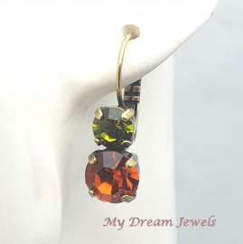 Oorbellen Lara met Swarovski "Colors of Autumn "