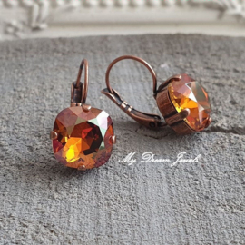 Oorbellen Square met Swarovski Crystal Copper