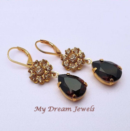 Oorhangers Vintage Swarovski Flower Brown