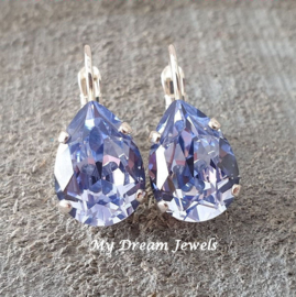 Oorbellen Belle met Swarovski Druppel "Provence Lavender"