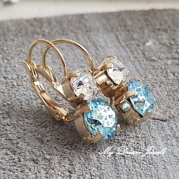 Oorbellen Lara met Swarovski " Twinkle Aqua "