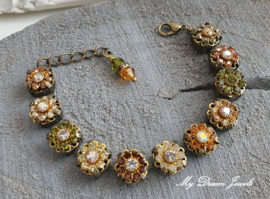 Armband "Autumn Dreams" met Vintage Swarovski Crystal Flower