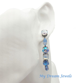 Oorstekers Juliette  " Air Blue Patina " met Swarovski Crystal