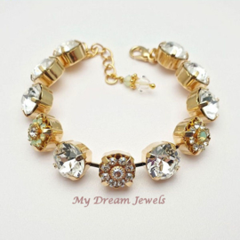 Armband met Swarovski Crystal & Vintage Flower Mint Opal