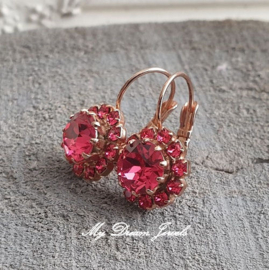 Oorbellen met Swarovski Indian Pink