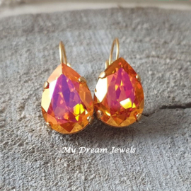 Oorbellen Sofia met Swarovski Druppel " Crystal Astral Pink "