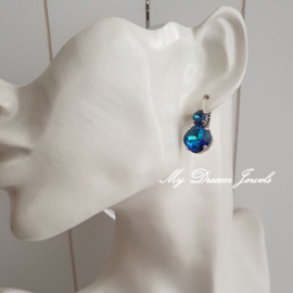 Oorbellen Square met Swarovski Crystal Bermuda Blue