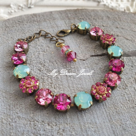 Armband Vintage Flower Fuchsia met Swarovski Crystal