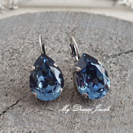 Oorbellen Sofia met Swarovski Crystal  "Denim Blue "