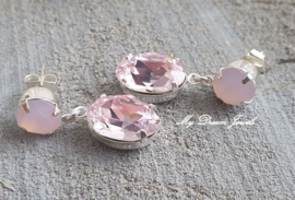 Oorstekers " Rose Water Opal Matt & Rosaline" met Swarovski Crystal
