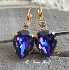 Oorbellen Druppel met Swarovski Helder Crystal & Crystal Heliotrope