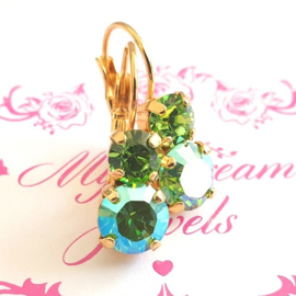 Oorbellen Lara met Swarovski  "Summer Green"