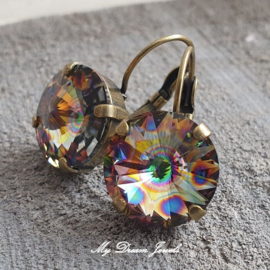Oorbellen Rivoli met Swarovski Crystal Peacock Eye