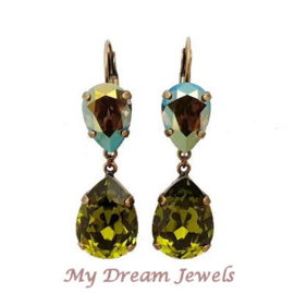 Oorhangers met Swarovski Crystal  Iridescent Olivine Green