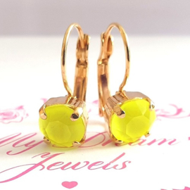 Oorbellen Crystal Neon Yellow