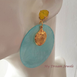 Oorstekers Swarovski Summer Sunshine Yellow Turquoise