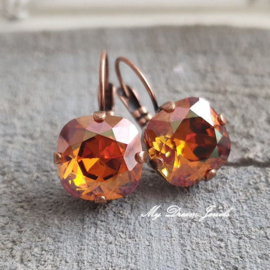 Oorbellen Square met Swarovski Crystal Copper