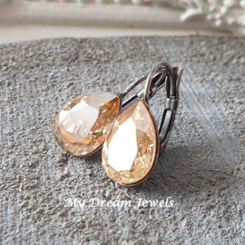 Oorbellen Swarovski Druppel Crystal Golden Shadow