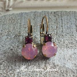 Oorbellen Fem met Swarovski Crystal "Amethyst & White Opal Antique Pink "