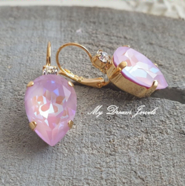 Oorbellen Druppel met Swarovski Helder Crystal & Lavender Delite