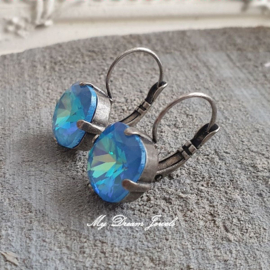 Oorbellen Square met Swarovski  Ultra Blue